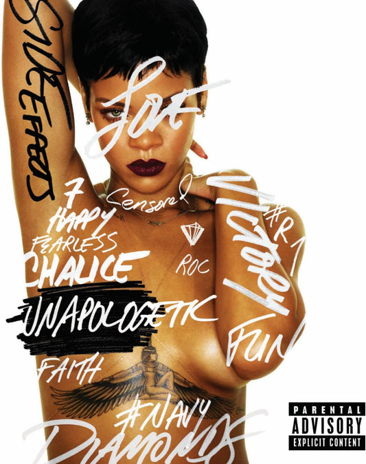 Album cover with a stylized portrait of a person and text on a white background