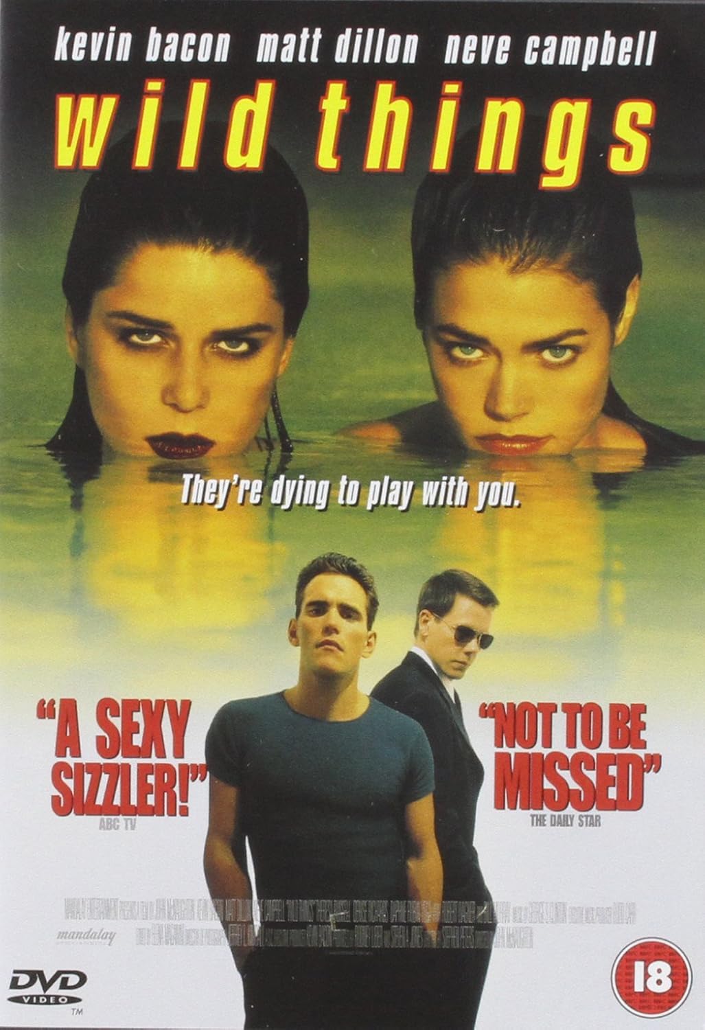 Movie poster for 'Wild Things' featuring two women and two men with promotional text.