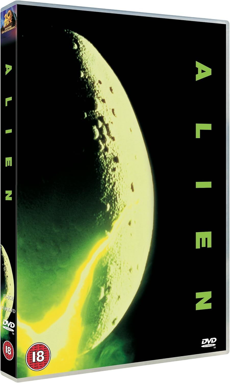 DVD cover of 'Alien' with a green planet and fiery landscape.