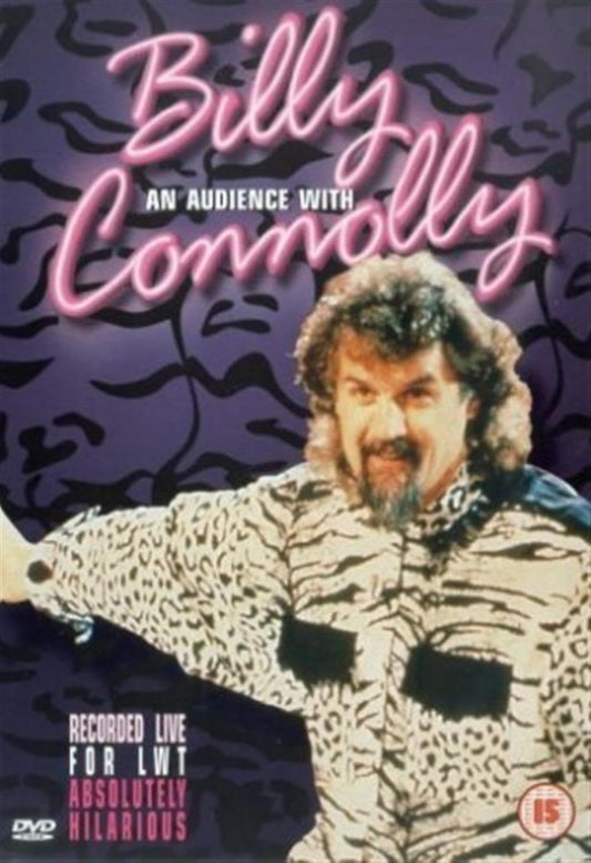 DVD cover featuring Billy Connolly with a purple background and text.