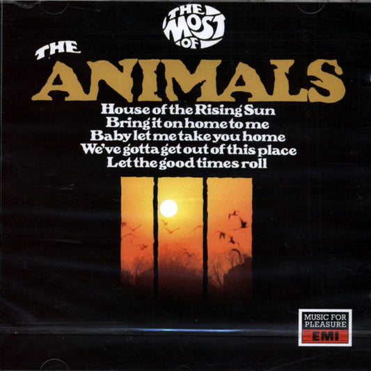 Audio CD cover for The Animals album 'Most of the Animals' featuring a sunset silhouette and the band's name.