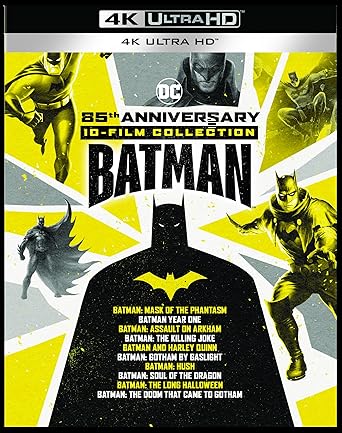 Batman 85th Anniversary 10-Film Collection 4K Ultra HD cover with various characters and logos.