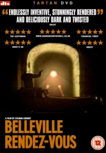 DVD cover of 'Belleville Rendez-Vous' with a tunnel scene and critical acclaim text.