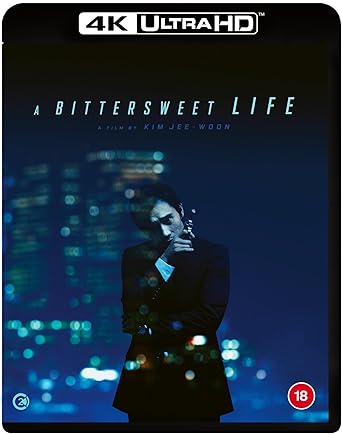 4K Ultra HD movie cover for 'A Bittersweet Life' with a person in a dark coat against a cityscape background.