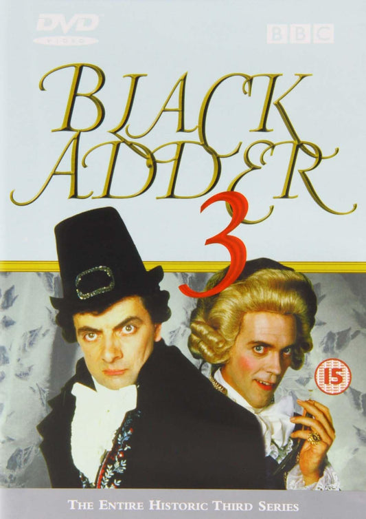 DVD cover of 'Blackadder 3' with two characters from the series.
