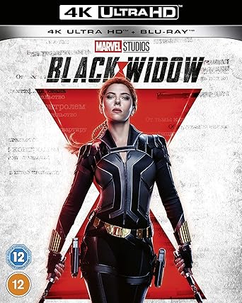 Blu-ray cover of 'Black Widow' with 4K Ultra HD logo and Marvel Studios branding.