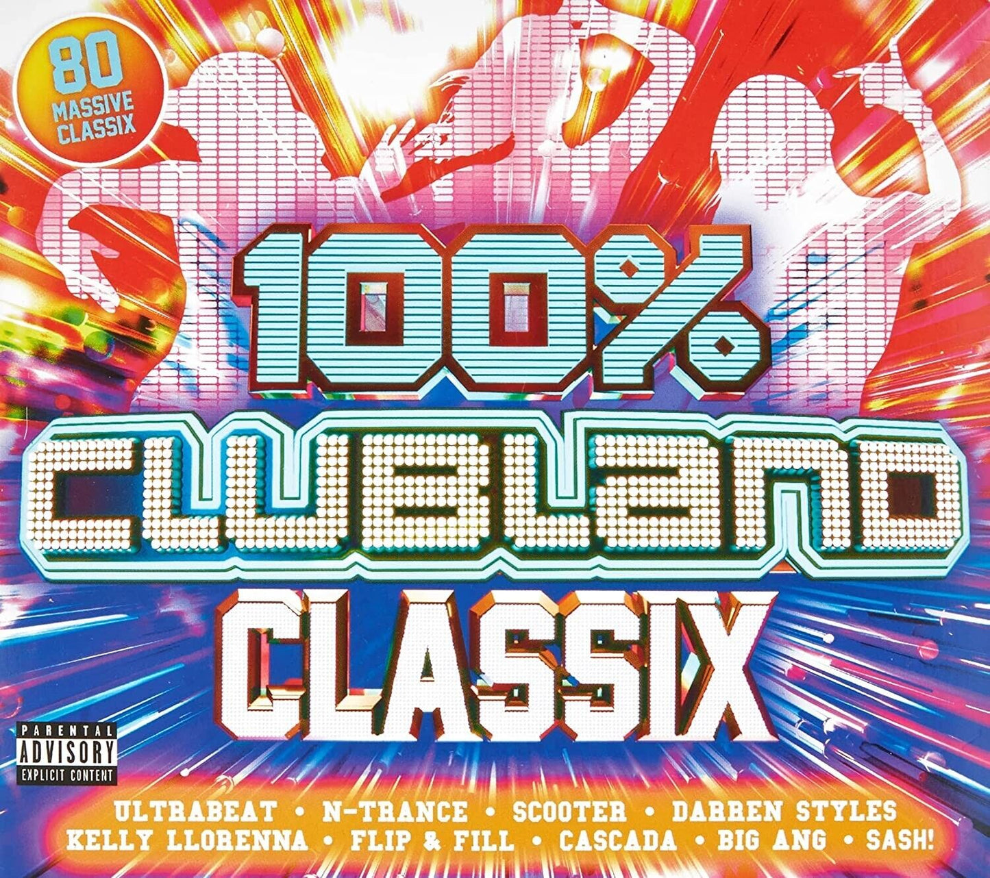 CD cover art for '100% Clubland Classix' featuring a colorful graphic design and the text '100% CLUBLAND CLASSIX' prominently displayed.