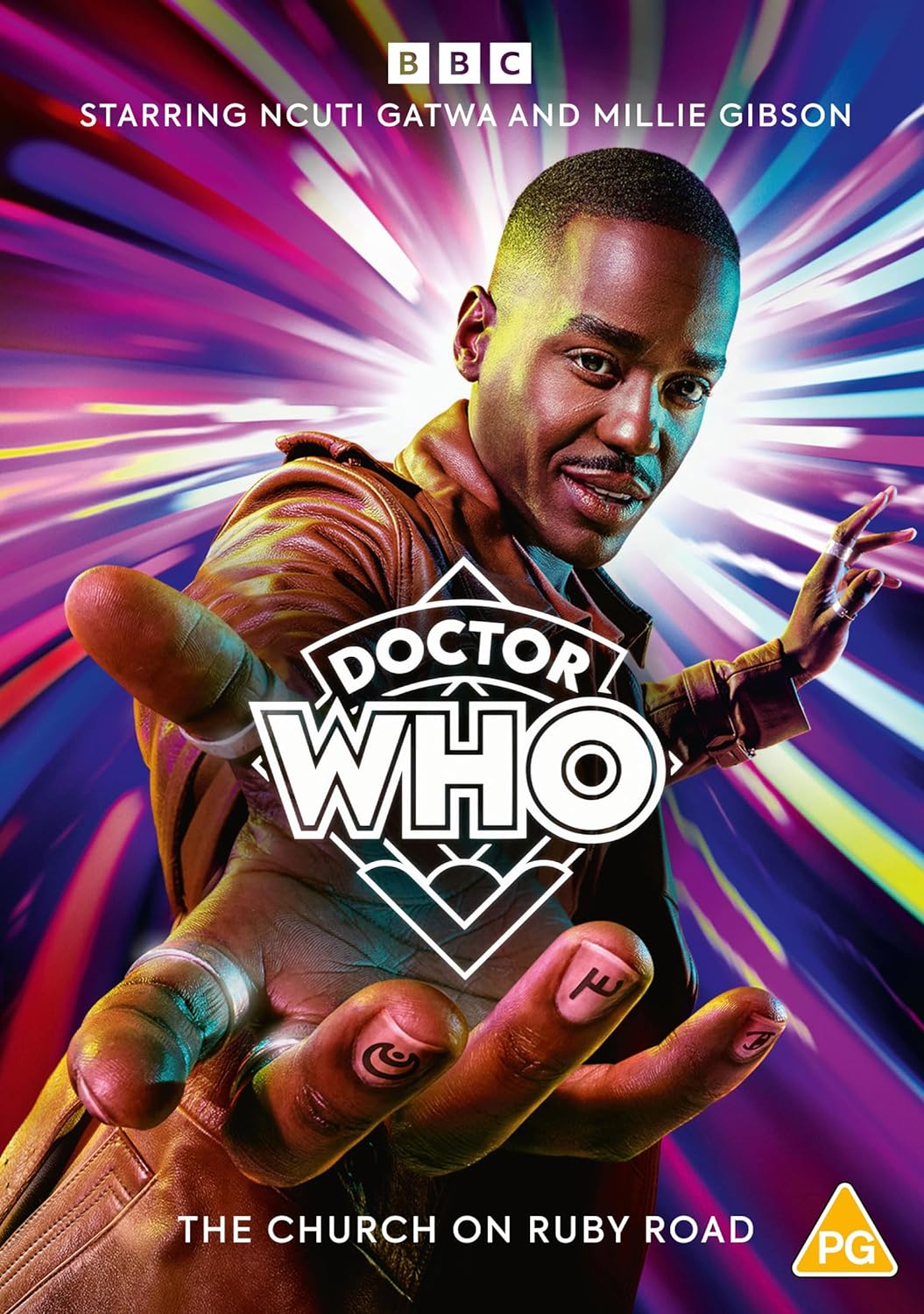 Cover art for 'Doctor Who: The Church on Ruby Road (2023 Christmas Special)' featuring a male character in a dynamic pose with a colorful, abstract background.