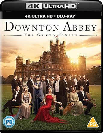 Downton Abbey DVD cover with cast and castle in the background