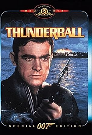 James Bond movie poster for 'Thunderball' with a character holding a weapon.