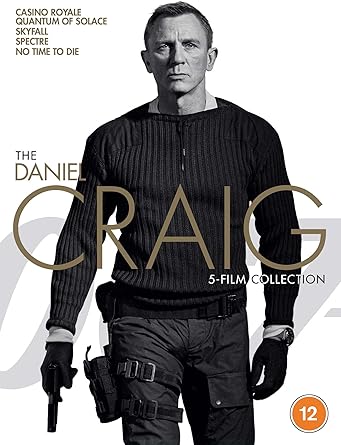 DVD collection cover featuring Daniel Craig with movie titles above him