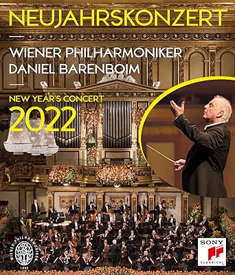 Promotional poster for the Wiener Philharmoniker New Year's Concert 2022 featuring Daniel Barenboim.