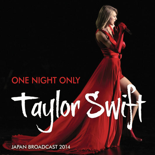 Taylor Swift in a red dress singing into a microphone, with 'ONE NIGHT ONLY' and 'Taylor Swift' text in bold on the cover.