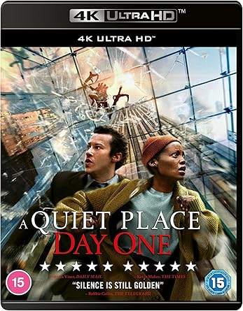4K Ultra HD movie cover for 'A Quiet Place: Day One' with two characters and text.