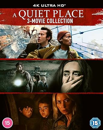 DVD cover for 'A Quiet Place' 3-movie collection with images of characters and text.