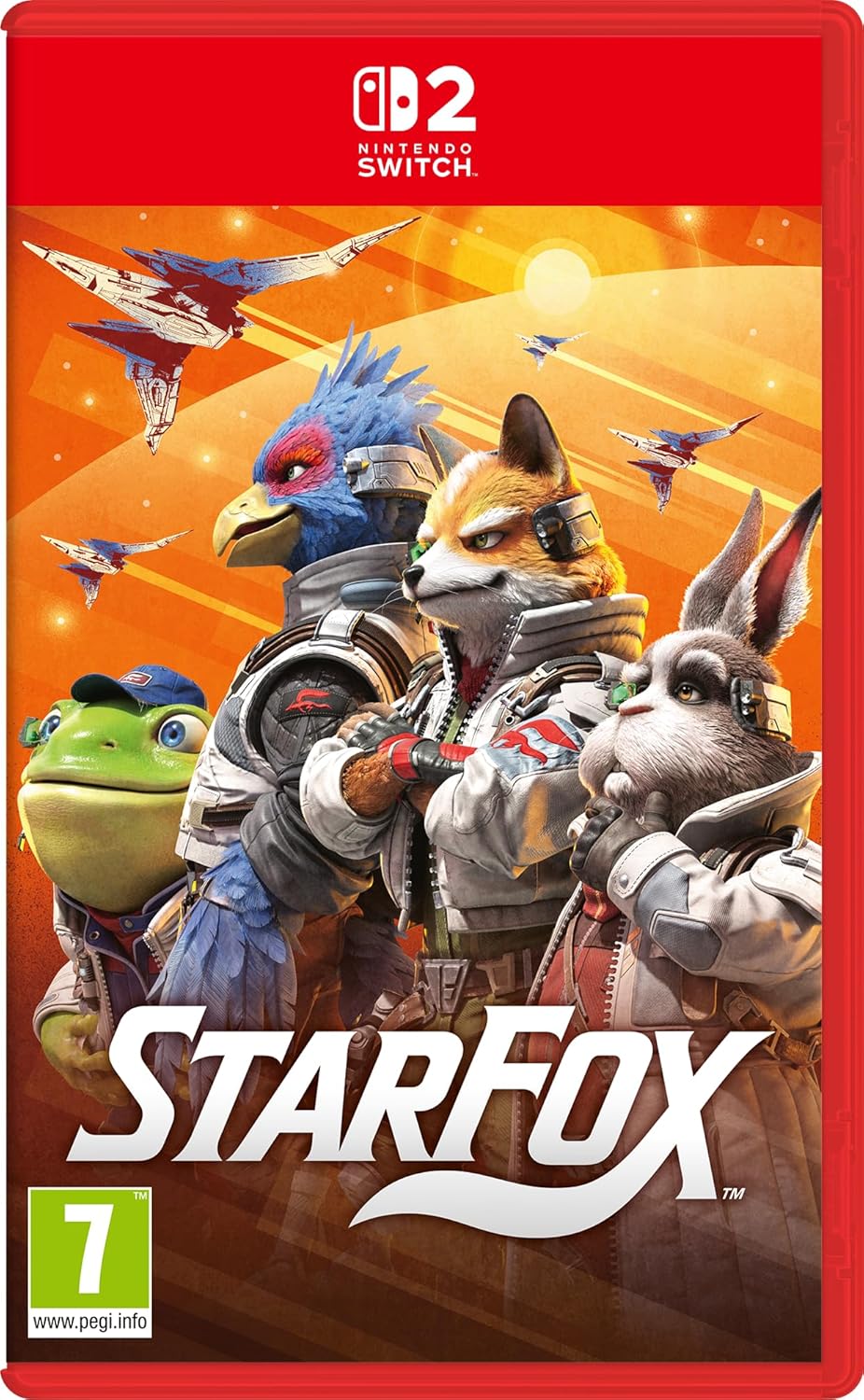 Star Fox game cover for Nintendo Switch with characters and red border