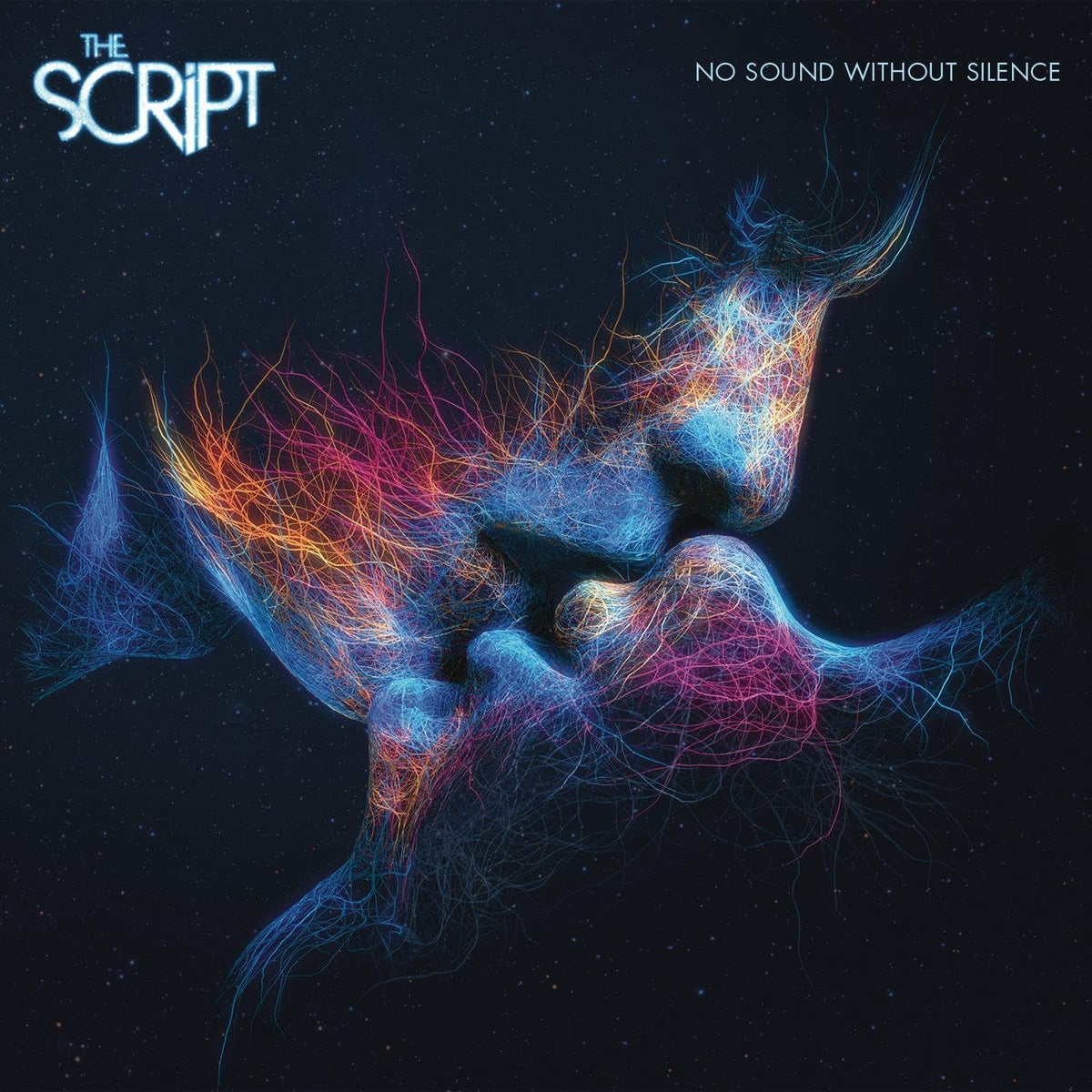 Album cover for 'No Sound Without Silence' by The Script with colorful abstract design on a dark background.