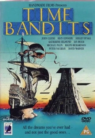 DVD cover of 'Time Bandits' with a ship and desert scene