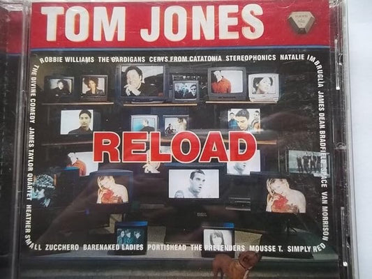 Audio CD cover for Tom Jones' album 'Reload' featuring photographs of Tom Jones with various artists.