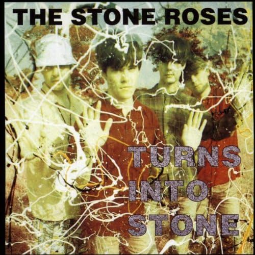 Audio CD cover art for The Stone Roses album 'Turns Into Stone' showing the band members in a blurred, abstract style.