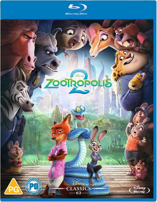 Blu-ray cover of 'Zootropolis 2' featuring animated characters from the movie.
