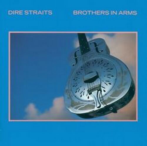 Audio CD cover for 'Brothers In Arms' by Dire Straits, featuring a silhouette of a guitar against a blue sky background.