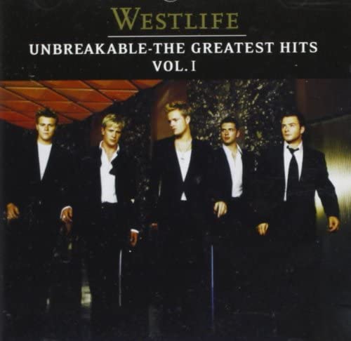 The cover art for the Westlife album 'Unbreakable: The Greatest Hits Vol. 1' features an image of the band members in formal wear.