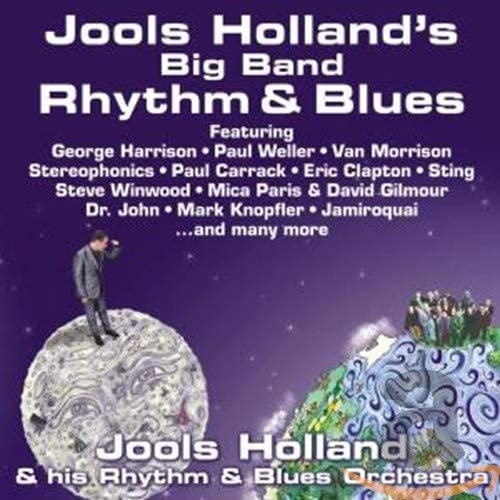 CD cover for Jools Holland's Big Band Rhythm & Blues featuring a collage of artists and a graphic design with planets and stars.