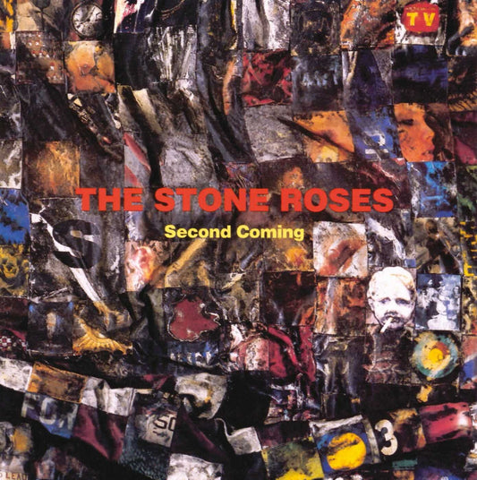 The Stone Roses Second Coming album cover featuring a collage of colorful, abstract images.